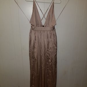Satin Maxi Dress with Leg Slits Miss Avenue NWT
